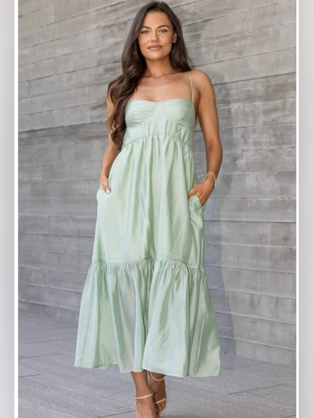 Women's Sage Green Dress with Open back